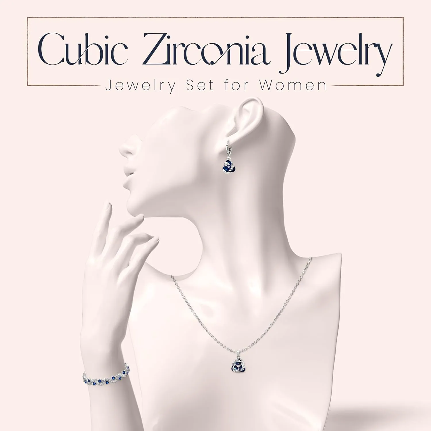 Crystalline Azuria Jewelry Sets For Women Premium Wedding Bridal Jewelry Set With Necklace And Earring For Bride Cubic Zirconia Bridesmaid Jewelry