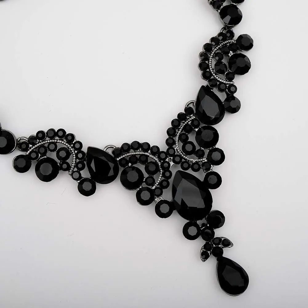 CSY Elegant Crystal Bridal Necklace Earrings Set Rhinestone Wedding Party Costume Jewelry Sets for Brides Bridesmaid Women