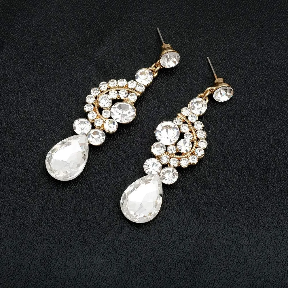 CSY Elegant Crystal Bridal Necklace Earrings Set Rhinestone Wedding Party Costume Jewelry Sets for Brides Bridesmaid Women