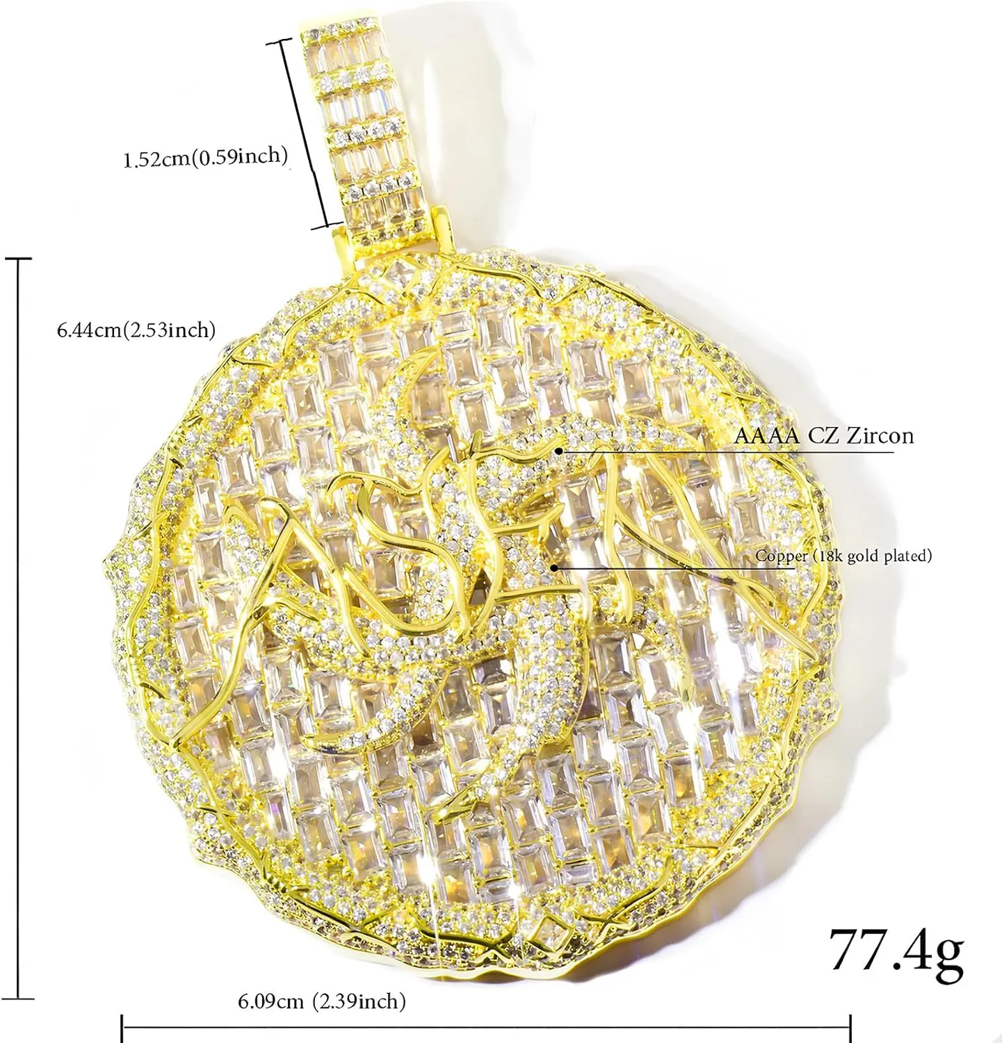Cuban Link Chain for Men Cuban Link Chainmens Cuban Link Chain Stylish Moissanite & Gold Men's Cuban Link Chain Pendant - Perfect Hip Hop Iced Out Jewelry for Men
