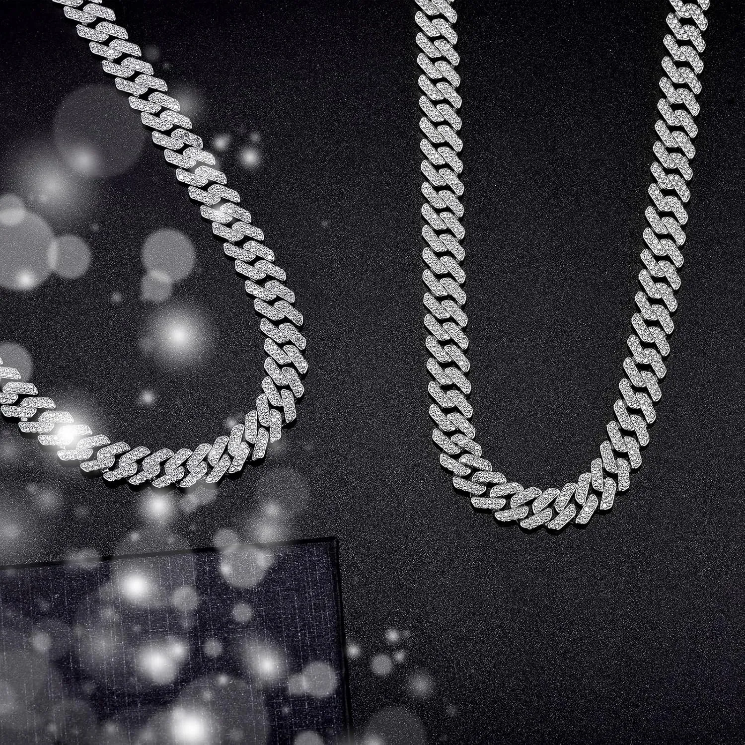 Cuban Link Chain Mens Ice Out Miami Cuban Necklace Silver/Gold Bling Diamond Hip Hop Jewelry for Women