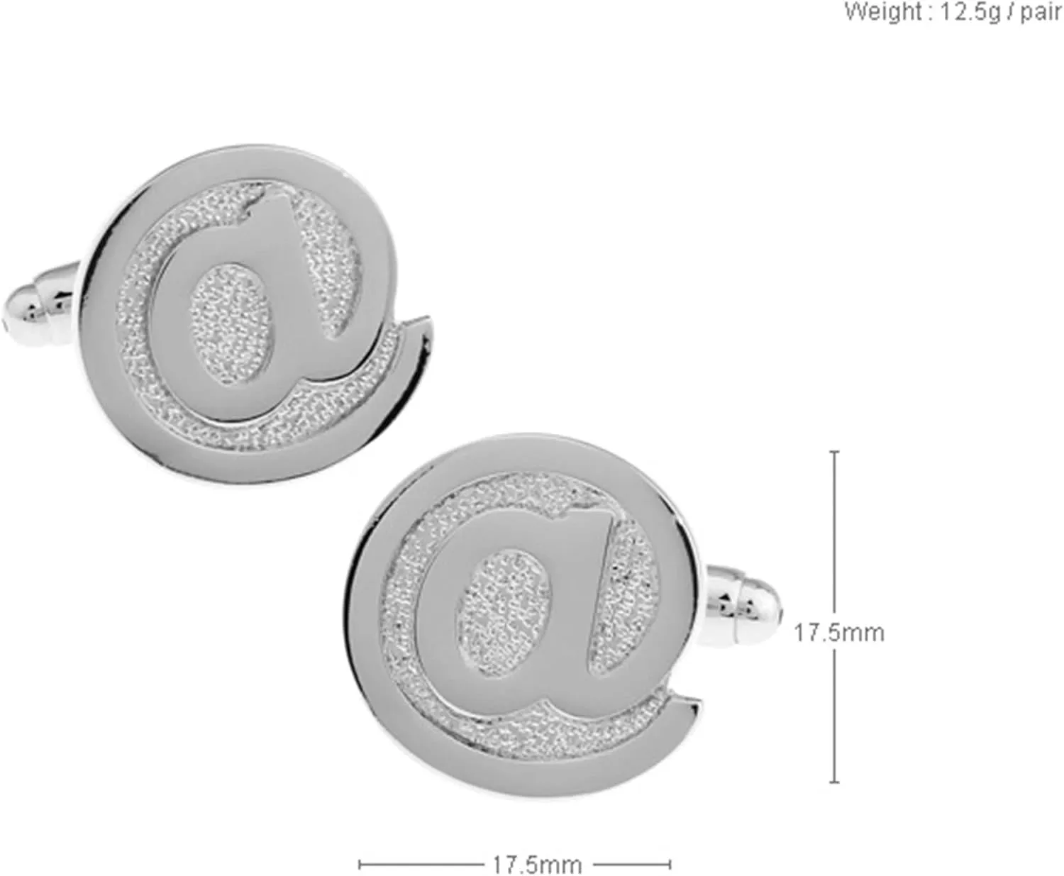 Cuff Links Elegant, Cufflinks for Men Symbol "A" Suit Tuxedo Dress Shirt Accessories Jewelry Silver/Black with Box
