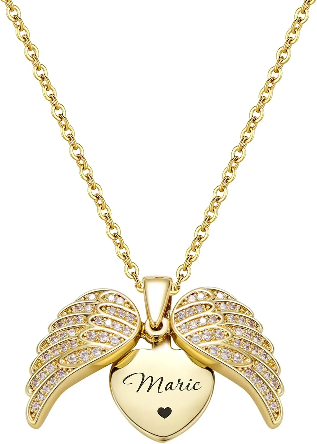 Custom Angel Wings Necklace - Wings Name Necklace for Mother's Day, Valentines Gift, Guardian Angel Wing, Personalized Memorial Gift For Mom Family, Locket Name Necklace for Women