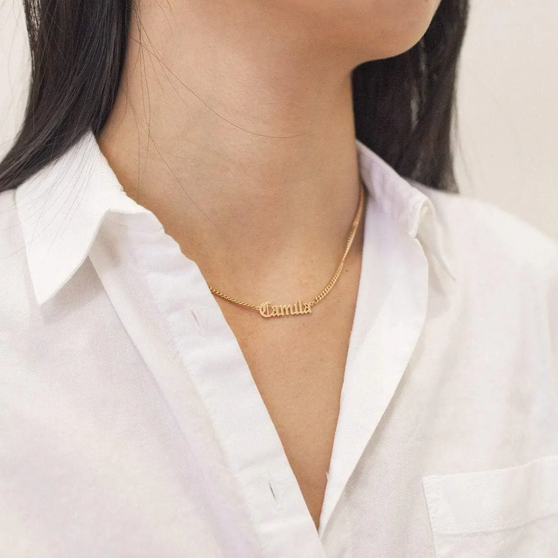 Custom Name Necklace with Cuban Link Chain for Men Personalized Gold Name Necklace Initial Letter Pendant Birthday Gift Graduation Gift for Women