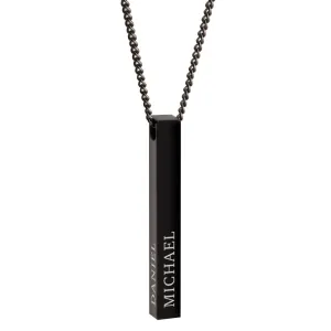 Custom Necklace for Men  Personalized Name Pendant  Engraved Necklace for Dad with Kids' Names  Stainless Steel Adjustable Chain  Father's Day Gift for Him