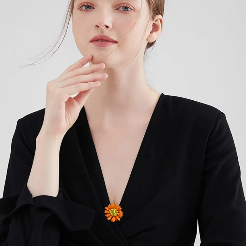 Cute Daisy Flower Brooch Pin for Women Girl Colorful Enamel Yellow Green Small Lovely Sun Flowers Plant Collar Clip Dress Scarf Bag Suit Lapel Pin Holiday Easter Jewelry Gift