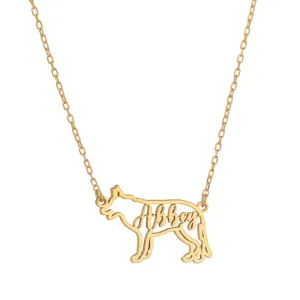 Cute Dog Name Necklace - Handmade Gold Sterling Silver, Personalized Jewelry Gift for Women - Beautiful Pet Keepsake
