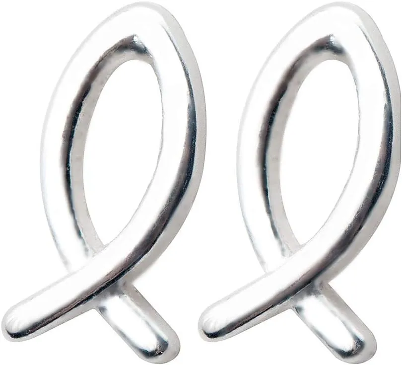 Cute Fish Sterling Silver Tiny Stud Earrings for Women Hypoallergenic Minimalist Ichthus