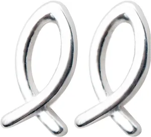 Cute Fish Sterling Silver Tiny Stud Earrings for Women Hypoallergenic Minimalist Ichthus