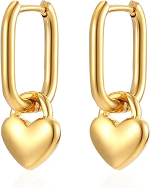 Cute Heart Love Dangle Drop Cartilage Small Huggie Hoop Earrings For Women Minimalist Charm Dangling Hoops Dainty Jewelry Gifts