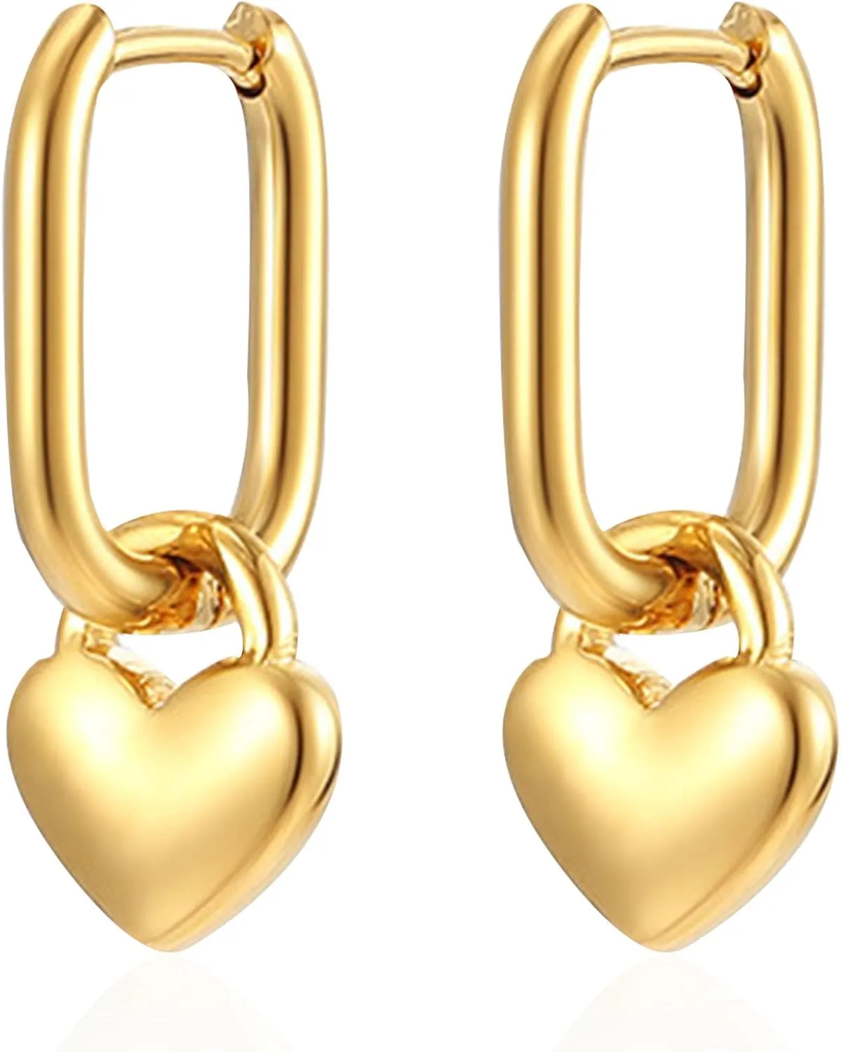 Cute Heart Love Dangle Drop Cartilage Small Huggie Hoop Earrings For Women Minimalist Charm Dangling Hoops Dainty Jewelry Gifts