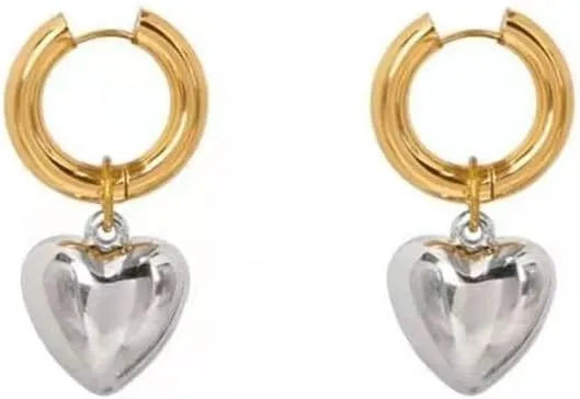Cute Heart Love Dangle Drop Cartilage Small Huggie Hoop Earrings For Women Minimalist Silver Charm Cuff Sleeper Hoops Dainty Hypoallergenic Birthday Anniversary Christmas Jewellery Gift