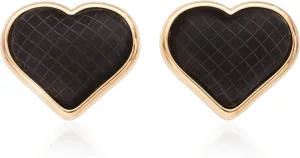 Cute Heart Stud Earrings for Women 14k Gold Plated Heart Earrings with Faux Leather Lovely Valentine Day Sweet Heart Dating Heart-Shaped Studs