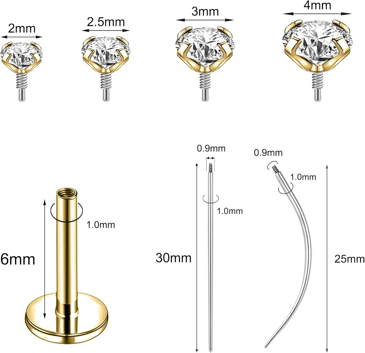 CZ Nose Rings Studs Flat Back Internal Thread Surgical Steel Hypoallergenic Nose Stud Piercing Jewelry for Nostril Tragus Helix Labret Piercings Nose Helix Medusa Lip for Women 8/10Pcs