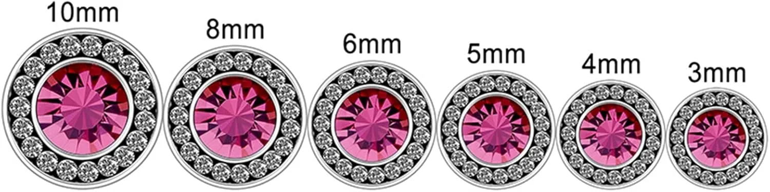 Daesar 2PCS Gauge Expander, Ear Gauges 00G 10mm Elegant Pink Cubic Zirconia Stainless Steel Ear Gauges Body Piercings Jewelry