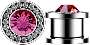 Daesar 2PCS Gauge Expander, Ear Gauges 00G 10mm Elegant Pink Cubic Zirconia Stainless Steel Ear Gauges Body Piercings Jewelry