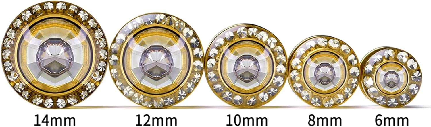 Daesar 2PCS Tunnel Gauges, Ear Gauges 00G 10mm Elegant Cubic Zirconia Stainless Steel Tunnels for Ears Piercing Jewelry