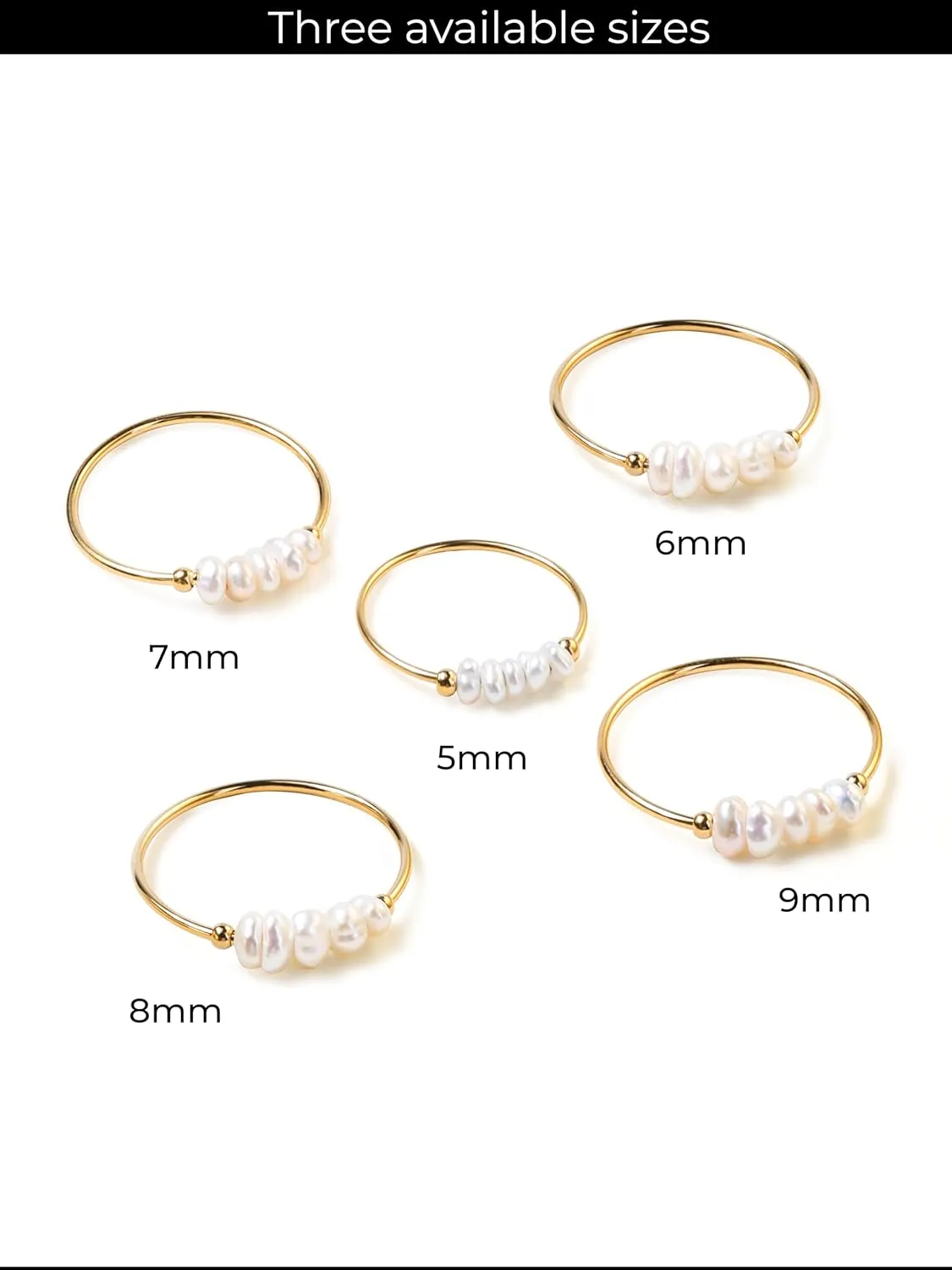 Dainty Gold Pearl Ring for Women, 18K Gold Plated with AAA Freshwater Pearls, Minimalist Stackable Band, Elegant Everyday Jewelry Gift