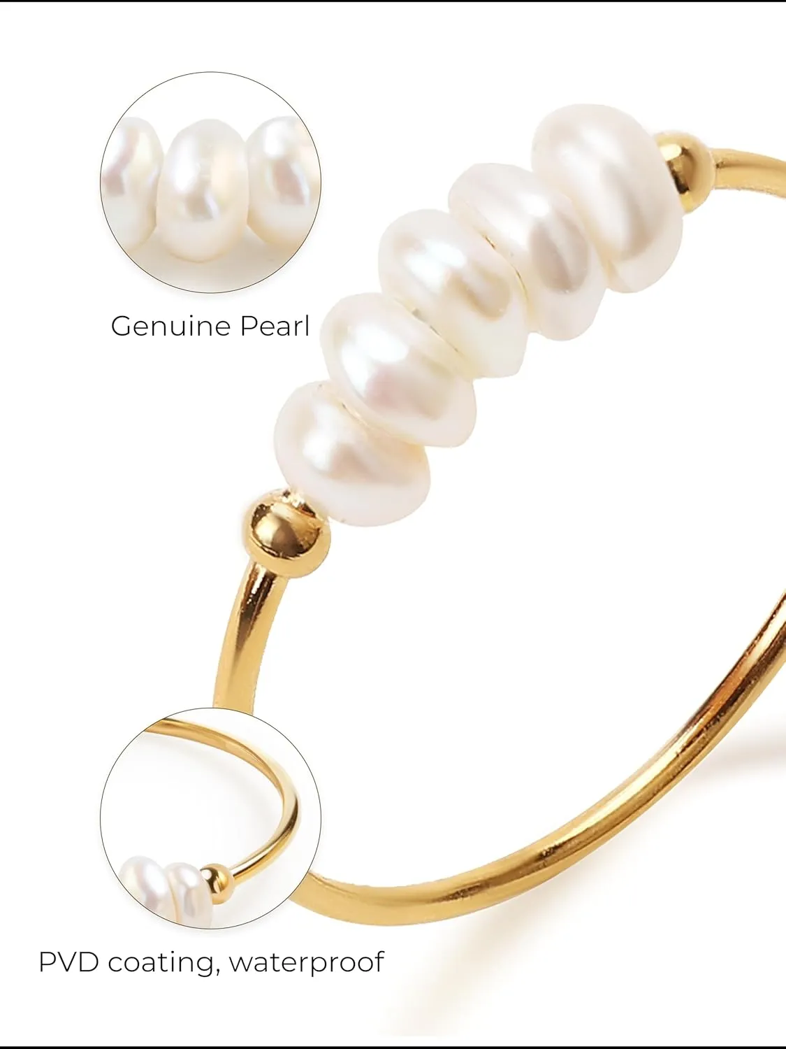 Dainty Gold Pearl Ring for Women, 18K Gold Plated with AAA Freshwater Pearls, Minimalist Stackable Band, Elegant Everyday Jewelry Gift