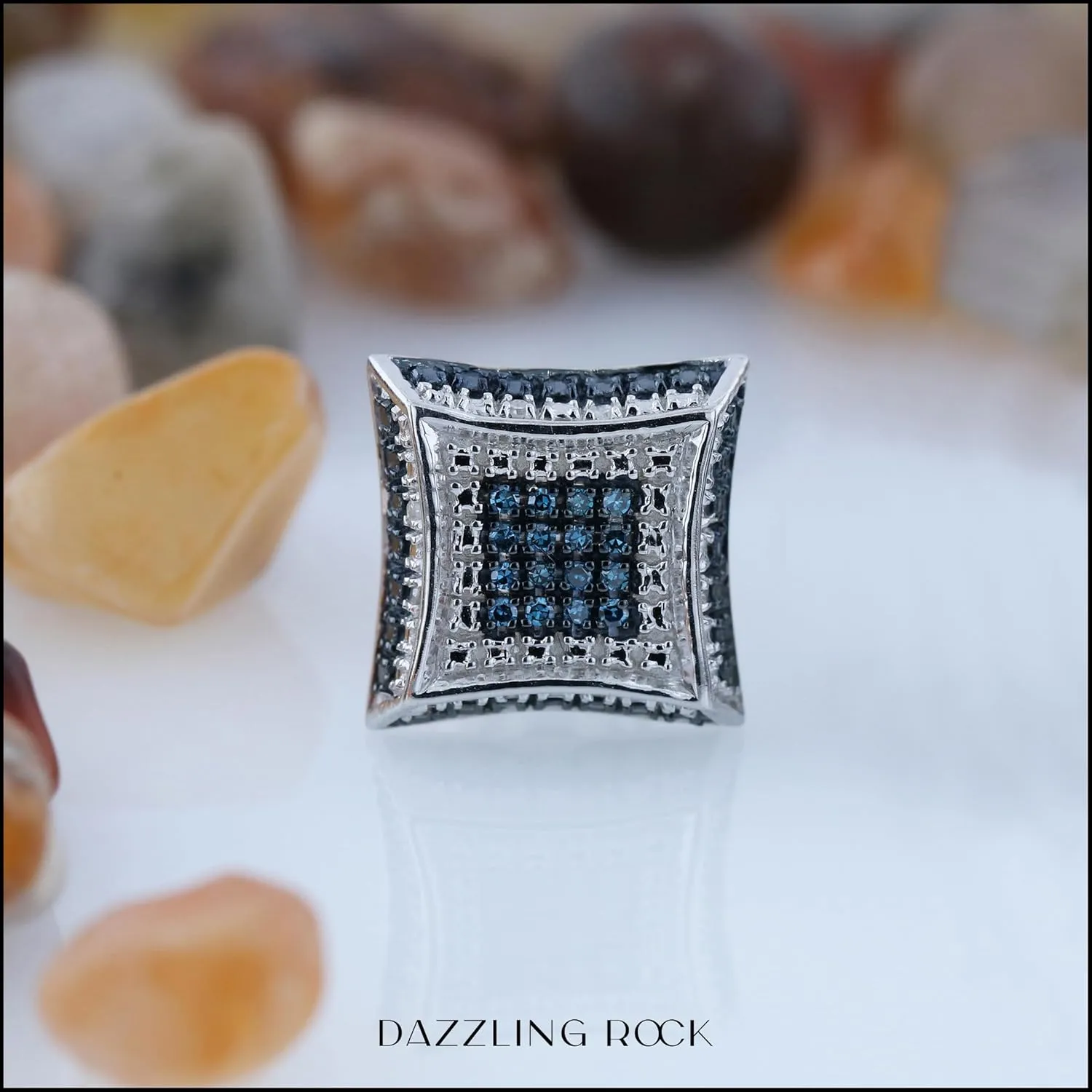Dazzlingrock Collection Round Diamond Kite Shape Unisex Stud Earring (1Pc Only) in 925 Sterling Silver