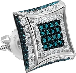 Dazzlingrock Collection Round Diamond Kite Shape Unisex Stud Earring (1Pc Only) in 925 Sterling Silver