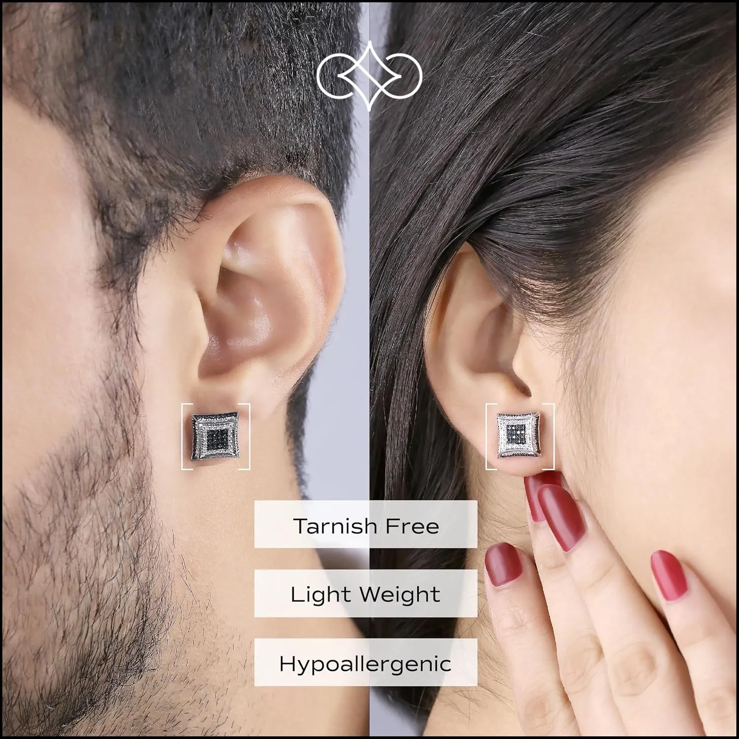 Dazzlingrock Collection Round Diamond Kite Shape Unisex Stud Earring (1Pc Only) in 925 Sterling Silver