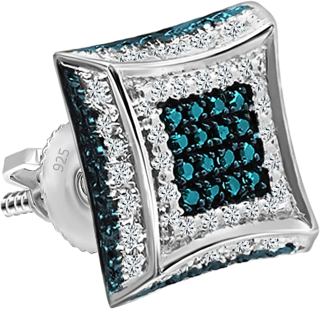 Dazzlingrock Collection Round Diamond Kite Shape Unisex Stud Earring (1Pc Only) in 925 Sterling Silver