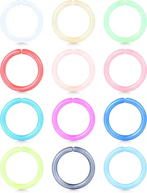 D.Bella 16G Colorful Septum Retainer Clicker Septum Piercing Retainer Flexible Acrylic Cartilage Tragus Helix Daith Rook Conch Earring Hoop Bioflex Lip Eyebrow Nose Rings Piercing Retainer 8mm 10mm