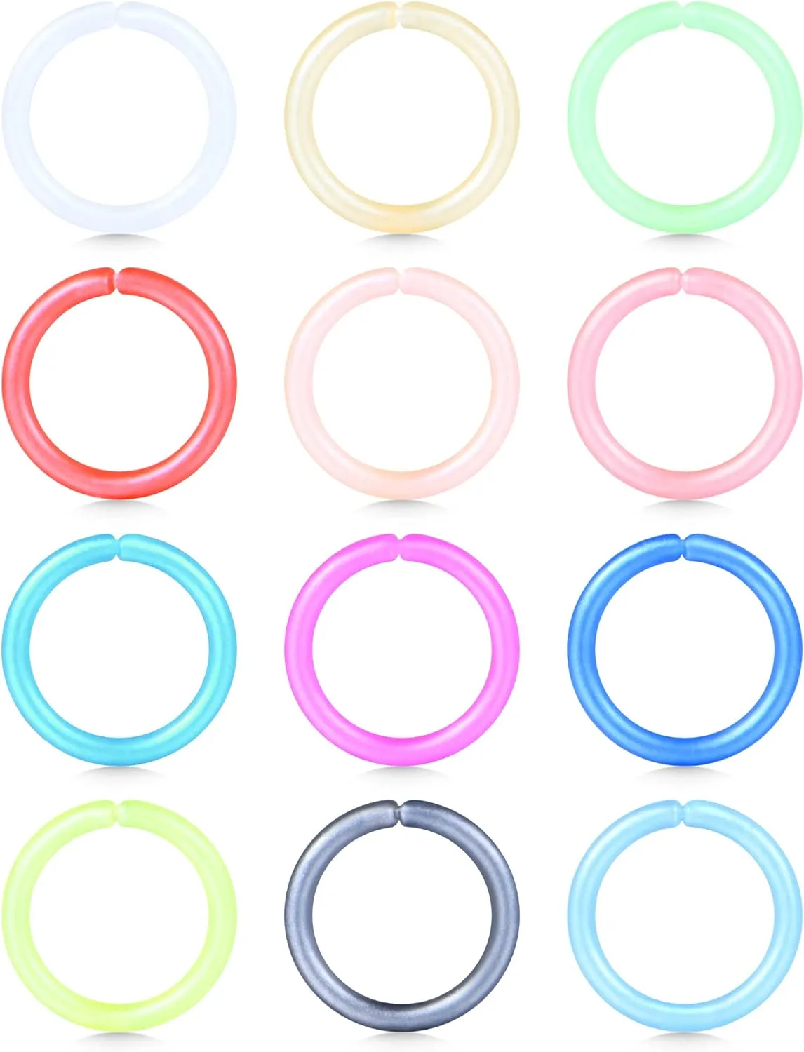 D.Bella 16G Colorful Septum Retainer Clicker Septum Piercing Retainer Flexible Acrylic Cartilage Tragus Helix Daith Rook Conch Earring Hoop Bioflex Lip Eyebrow Nose Rings Piercing Retainer 8mm 10mm