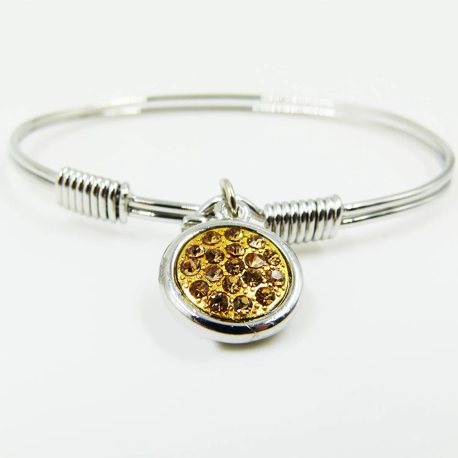 Delicate bangle with mosaic style disc charm