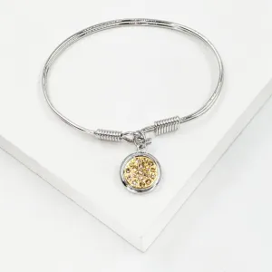 Delicate bangle with mosaic style disc charm