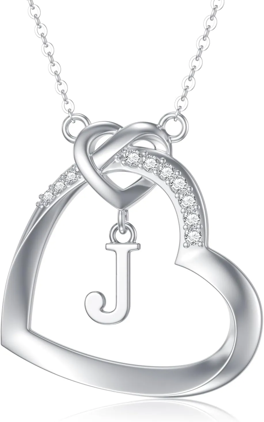 Diamond Heart Initial Necklace for Women 925 Sterling Silver Initial Pendant Necklace with Lab Grown Diamonds Dainty Letter Necklace Jewelry Gifts for Mom Wife Girlfriend Daughter Sister