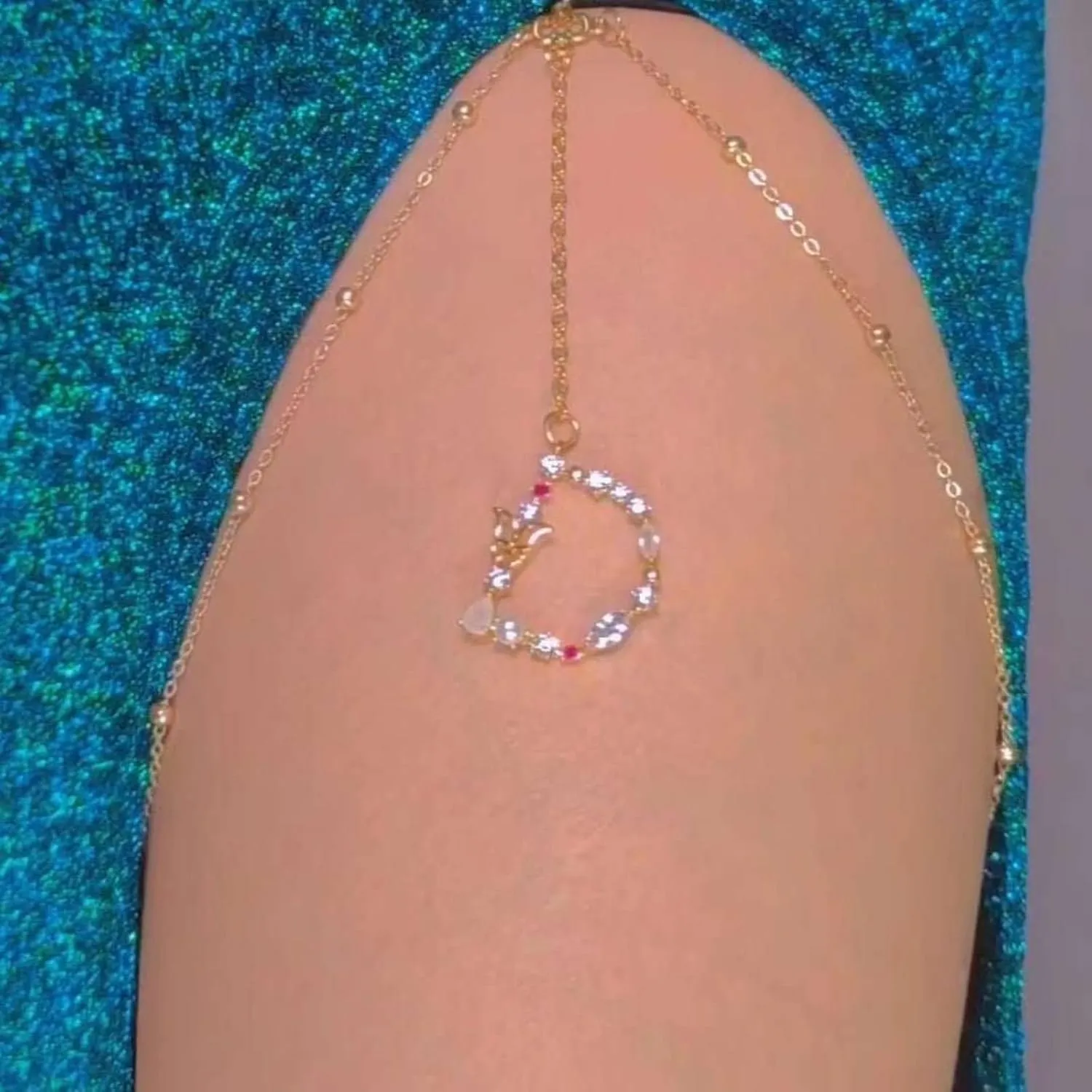 Diamond Initial Leg Chain, Body Jewelry Elastic Leg Chain Sexy Elastic Zircon Butterfly Initial Letter Thigh Chain, Elegant Elastic Thigh Jewelry for Women
