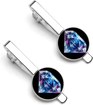 Diamond Universe Symbol Men's Tie Clip Tie Bar Round Tie Clasp Classic Tie Tack Pins Jewelry Accessories