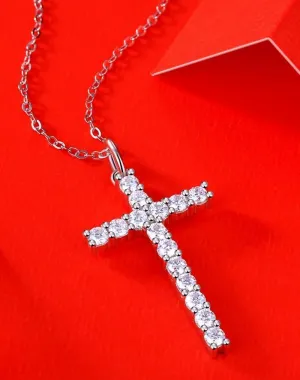 Divine 0.9 Carat Diamond Cross Necklace, VVS1 D Color, Pristine Craftsmanship in 14K White Gold - Elegant Expression of Faith and Luxury