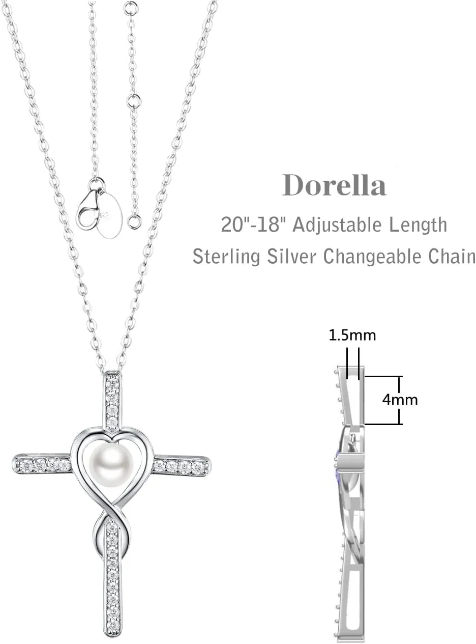 Dorella Love Infinity Necklace for Women Mothers Day Birthday Gifts Wife Mom May June July Birthstones Emerald Ruby Pearl Jewelry 925 Sterling Silver