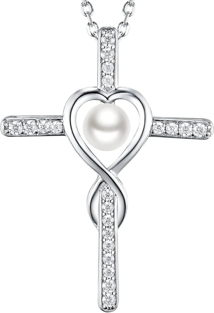 Dorella Love Infinity Necklace for Women Mothers Day Birthday Gifts Wife Mom May June July Birthstones Emerald Ruby Pearl Jewelry 925 Sterling Silver