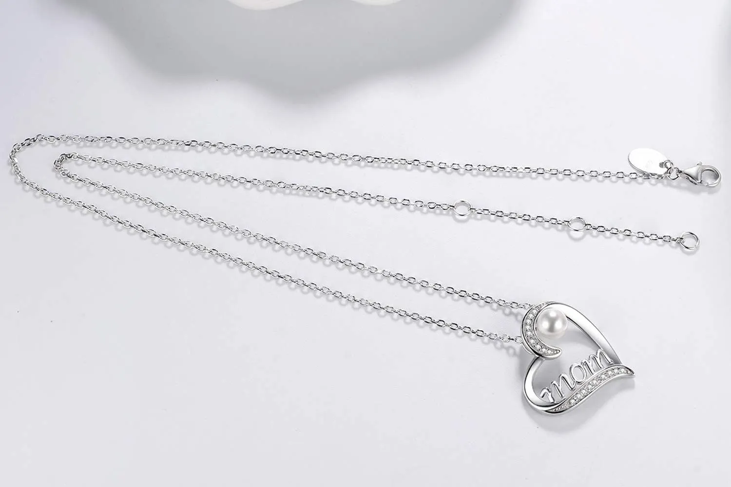 Dorella Mothers Day Birthday Gifts for Women 925 Sterling Silver May June July Birthstones Necklace Emerald Ruby Pearl Sapphire and More Stones Jewelry for Her Love Heart Pendant Necklace