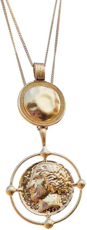 Doubnine Boho Layered Necklace Gold Medallion Coin Saint Charm Jewelry Retro Accessories for Women