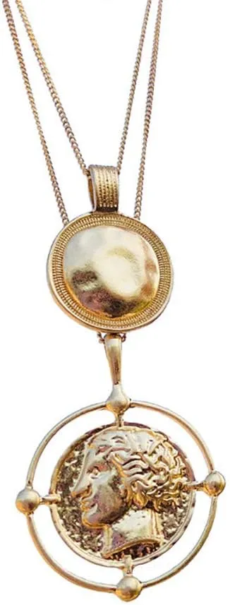 Doubnine Boho Layered Necklace Gold Medallion Coin Saint Charm Jewelry Retro Accessories for Women