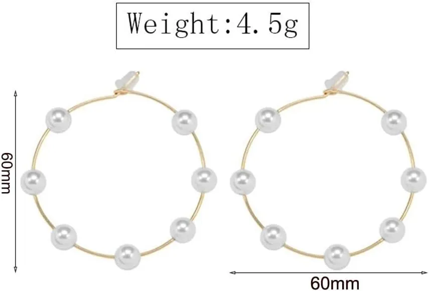Doubnine Large Hoops Super Huge Circle Pearls Earrings Thin Dangle Gold Silver Elegant Wedding Women Accessories Jewelry Gift for Her