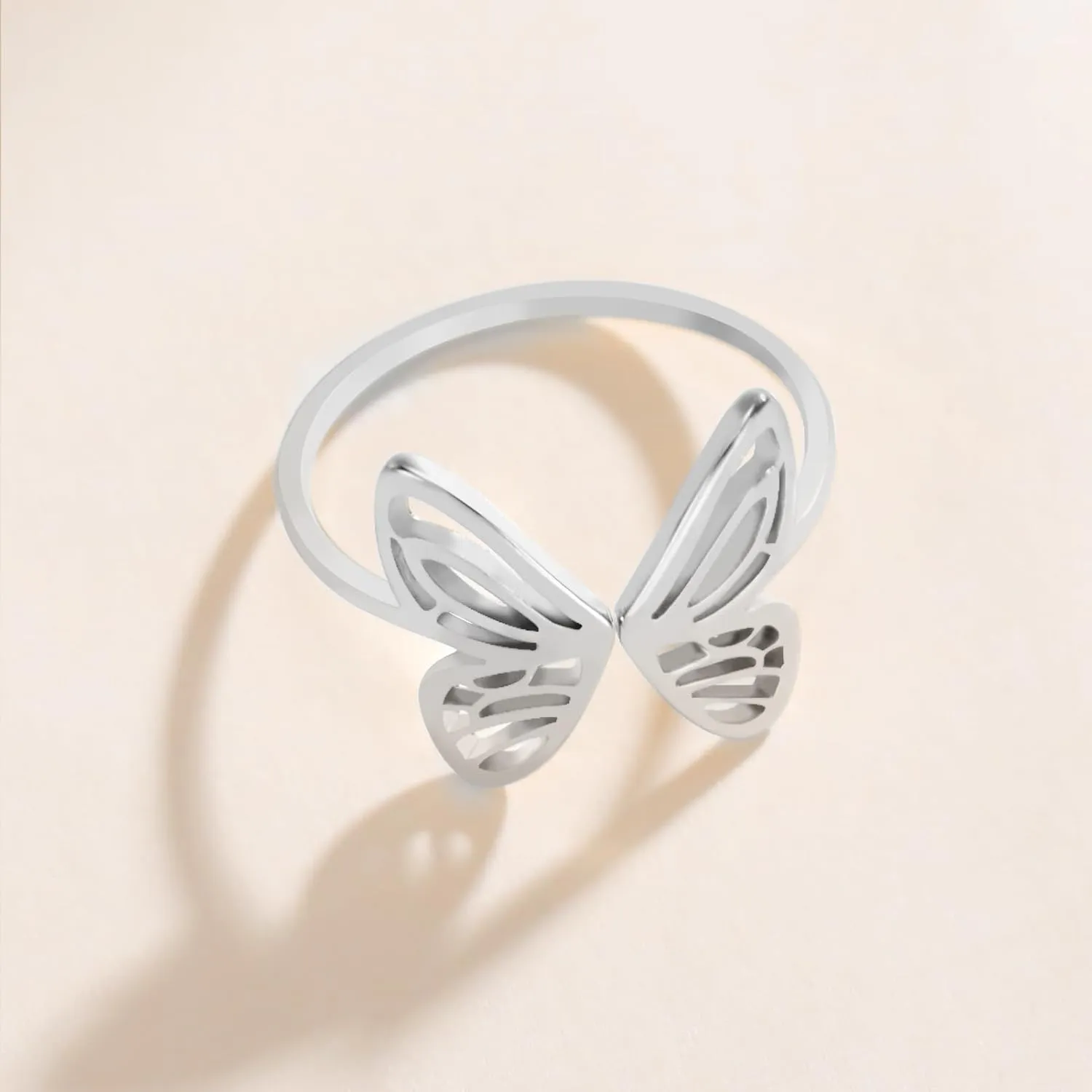 Dreamtimes Open Adjustable Butterfly Ring Stainless Steel Gold Color Women Aesthetic Finger Rings Kpop Fashion Wedding Jewelry Gift