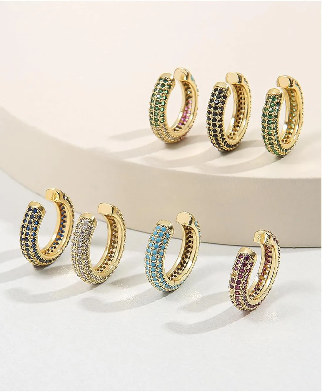 Ear Cuffs for Women - CZ Paved Hoop Conch Cuff Earrings for Men - Sparkle Rhinestones Clip On Wrap Earrings Non Pierced