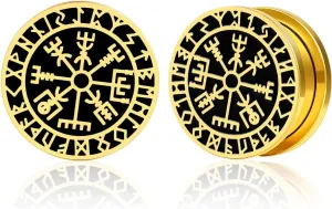 Ear Gauges Tunnels Norse Viking Rune Ear Tunnels Plugs 316 Stainless Steel Plugs 0G 00G Hypoallergenic Earrings Expander Stretcher Piercing Body Jewelry 2pcs