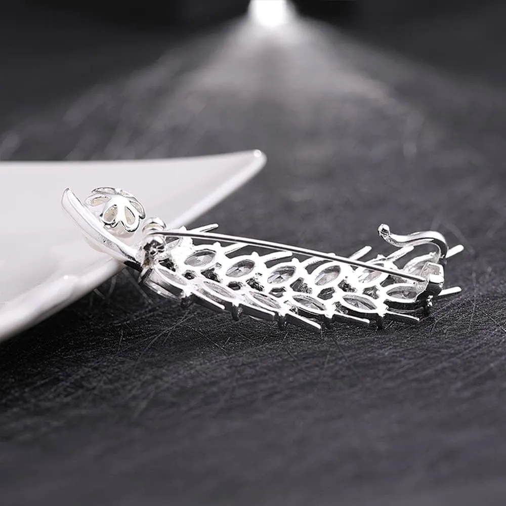 Ear of Wheat Brooch Pin Corsage, Sweater Dress Shawl Elegant Jewelry Accessory Decor for Wedding Birthday Party Christmas Gift (Silver)
