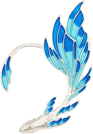 Earring Hoop Stud Drop & Dangle,Ear Cuff Luxury Blue Painted Dripping Oil Craft Without Piercing Fashion Fairy Wings Shape Ear Bone Clip Jewelry