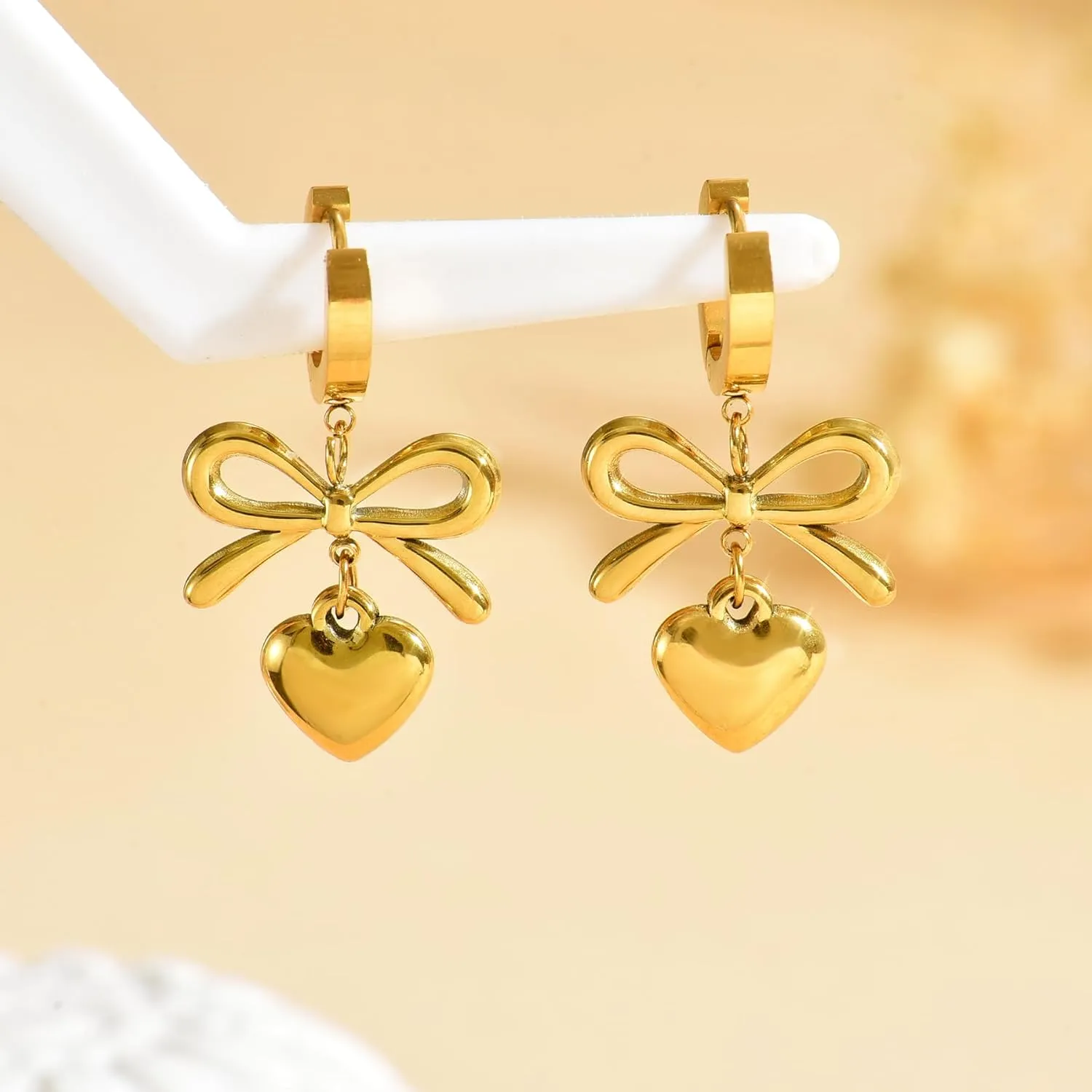 Earrings for Women 18K Gold Plated Dainty Bow Butterfly Earrings Trendy Bow Stud Hoop Earrings Drop Dangle Jewelry Gift