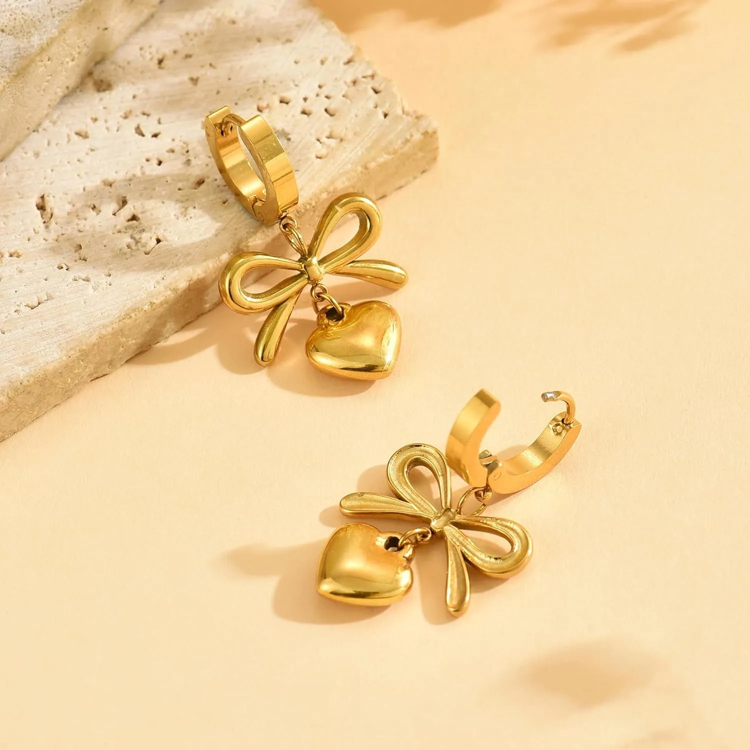 Earrings for Women 18K Gold Plated Dainty Bow Butterfly Earrings Trendy Bow Stud Hoop Earrings Drop Dangle Jewelry Gift