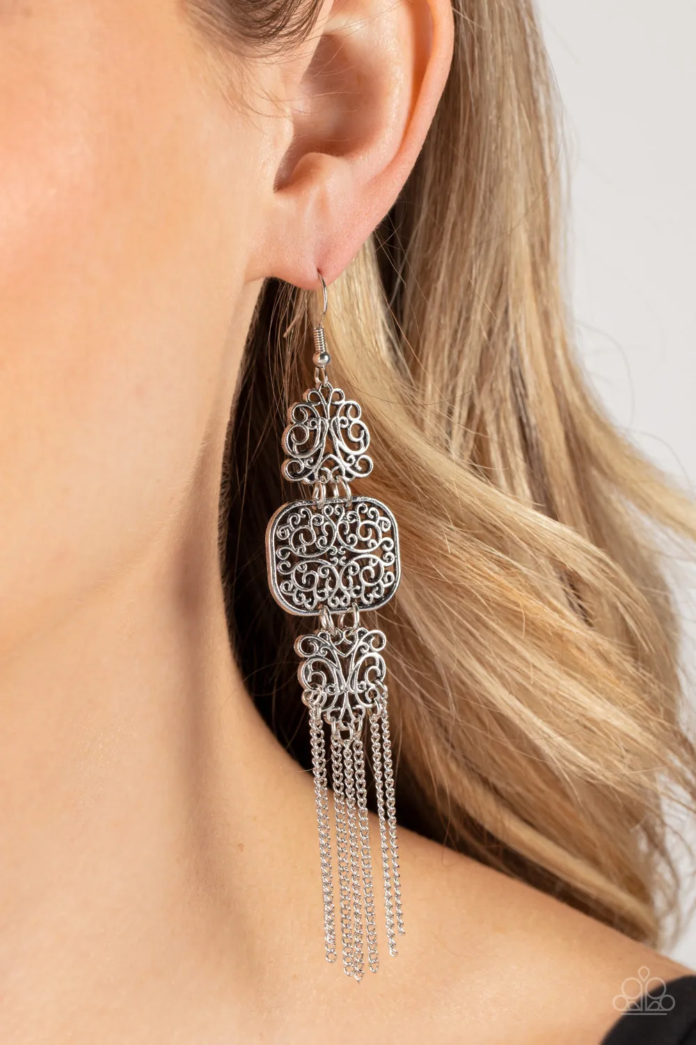 Eastern Elegance - Silver Paparazzi Earrings