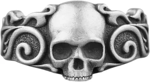 Elegant and Unique Skull Pinky Ring with Victorian Motif, Handmade 925 Sterling Silver Unisex Gothic Band Ring, Gift for Couples